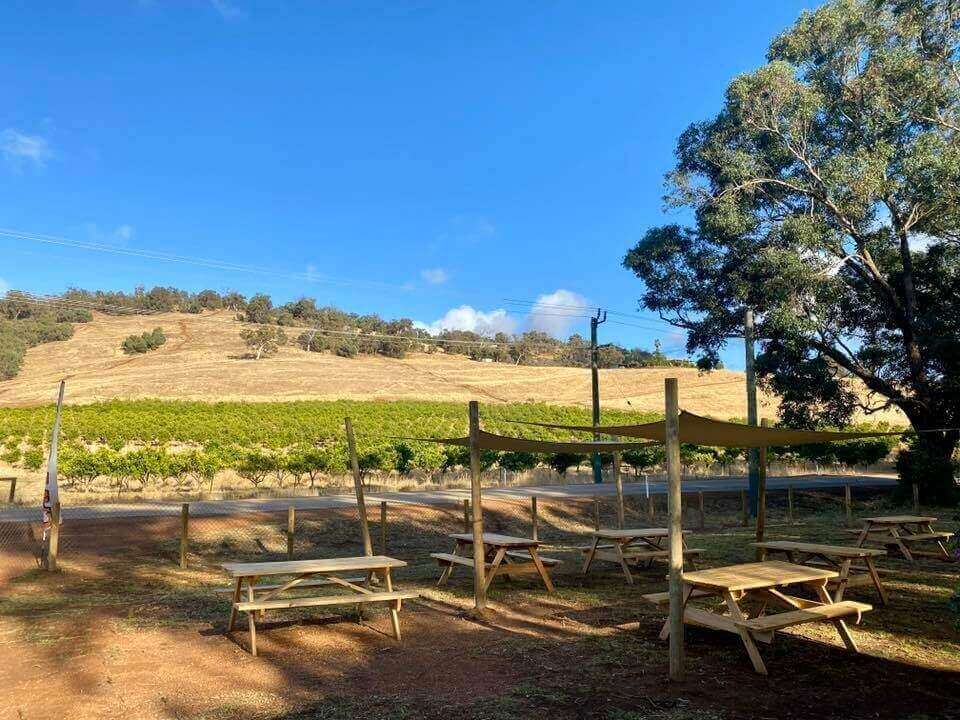 Picnic Tables at a farm in North Adelaide at Williamstown