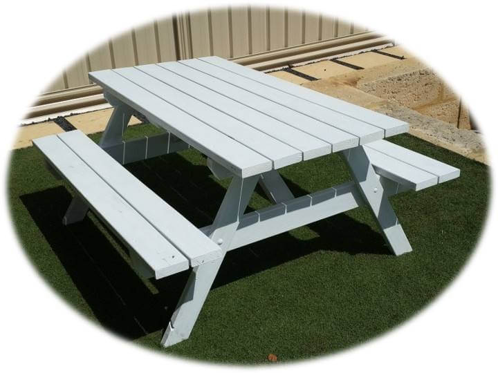 White picnic table at a Sydney house